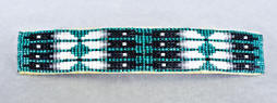 a1606 Clear turquoise/neutrals long eagle feather bead barrette