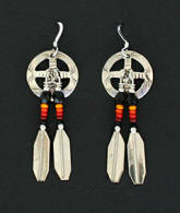 a1676 silver/bead medicine wheel dangle earrings