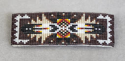 a2875 Dark brown/flame eagle feather beaded barrette