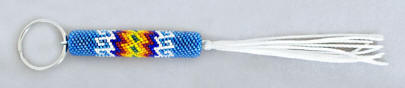 a2952 Iridescent blue/multi key holder with string tassel
